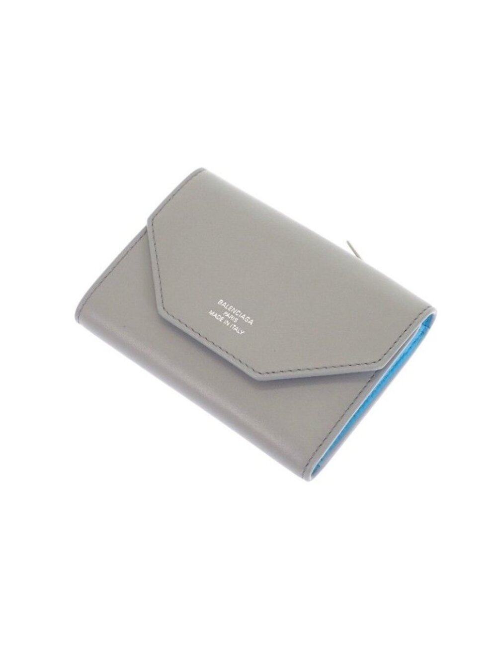 Balenciaga Envelope Mini Wallet Trifold Calf Gray Blue Silver - Picture 3 of 15